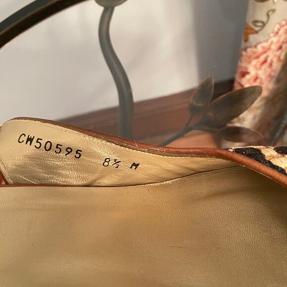 Stuart Weitzman animal print peep toe cork wedge shoes - Picture 9 of 14